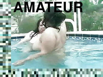 2 BBW Fat Girlfriends having fun at the pool