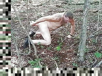Faggot (me) likes to play naked in the woods
