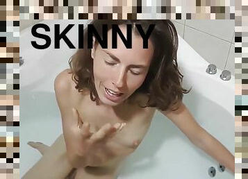Skinny Brunette Rain Florence Shows Her Bush In Bath Tub