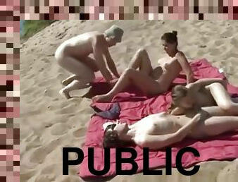 Swingers Party on a public Nude Beach