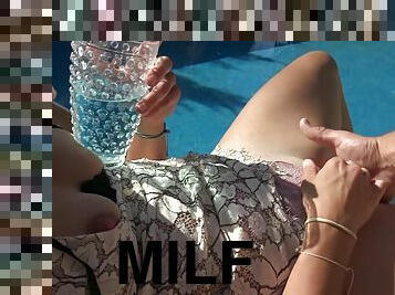 Gin, Tonic, Sun & Cum - cute MILF lazy summer sex, HUUGE cumshot