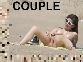 Couple Split By Strangers And Fucks On Nudist Beach