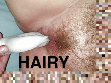 Dildo in bbw hairy pussy