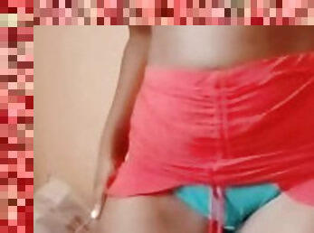 SEDUCTION Ebony chick AKIILISAH in a tiny miniskirt ,showing panty and no bra