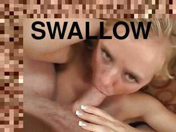 Tracey Sweet swallows a load