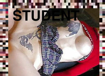Tattooed teen student gets fucked hard