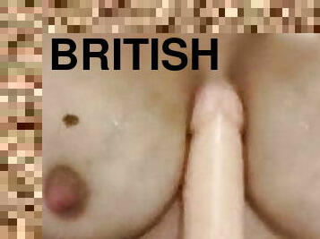 British slag playing with her tits