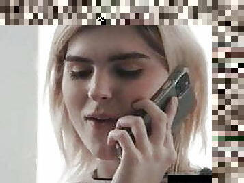 Sexy blonde shemale make a phone call for a nice fuck D