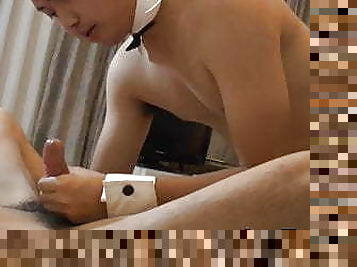 Handsome Japanese gay dick sucked and rimmed in sixtynine