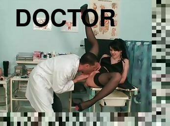 Horny doctor penetrating his patients pussy