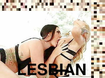 Hot lesbians with tattoos make each other cum