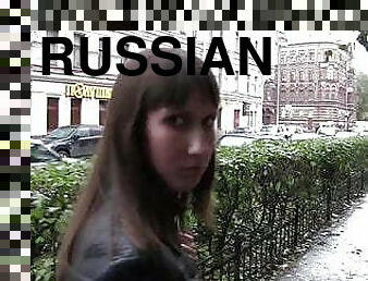 Russian agent can find a girl to fuck even on a rainy day