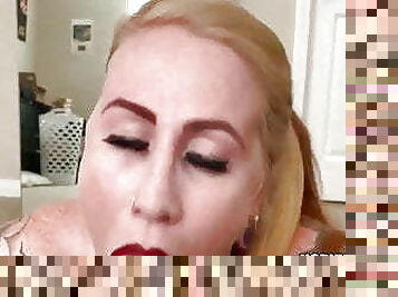 Blonde MILF Gives Perfect Blowjob and Cum in Mouth