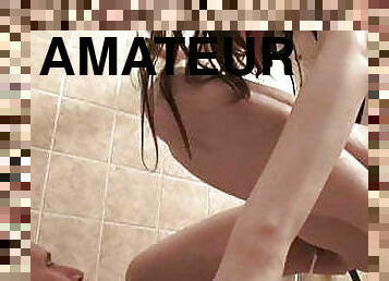 kąpiel, pissing, amatorskie, laski, hardcore, w-domu, poniżenie, brunetka, kobieca-dominacja