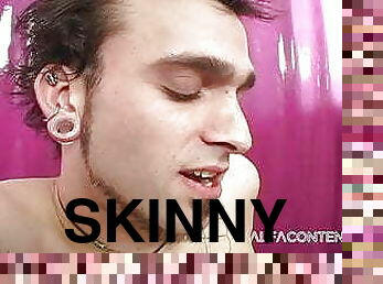 Skinny pierced brunette enjoying tattoo sex