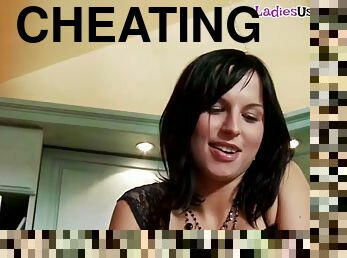 CFNM babes dominate cheating guy with dildo