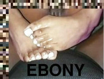 Ebony step sister gets Oily missionary with white toes
