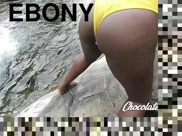 culo, al-aire-libre, público, amateur, negra-ebony, negra, culo-sexy, bailando, perfecto, exhibicionismo