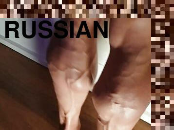 Big ripped FBB legs struting around flexing and viens popping INSANE CALVES