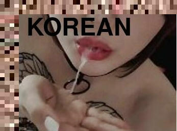 Korean Tranny Ray drooling jizz while her partner is taking a shower