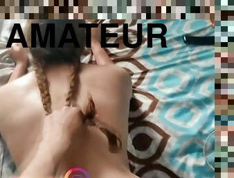 POV Linda estudiante culona con trenzas es follada duro con corrida interna-PORNO EN ESPAÑOL