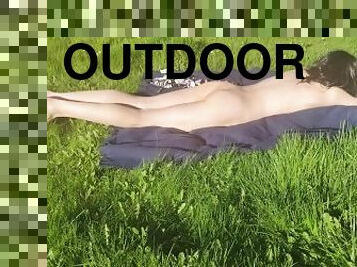 Femboy twink sunbathing naked