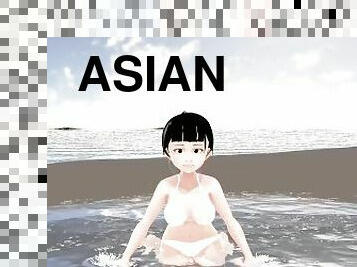 azijski, animacija, hentai, bikini, bijeli
