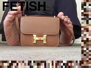 Designer handbag the temptation was too big needed to get my big feet all over the Hermès ????