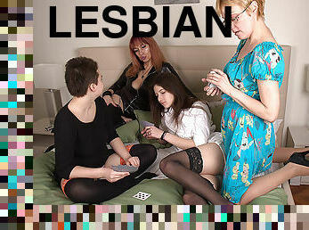 Four Old And Young Lesbians Are Playing A Very Naughty Card Game - MatureNL