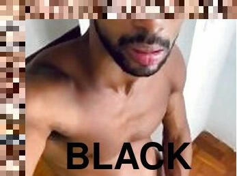 Black guy jerking off his big cock