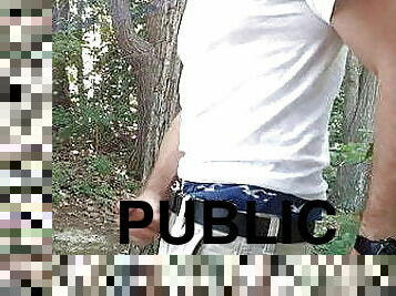 Public jerking in the woods and cumming. Shirtless Verbal