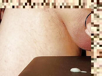 Cumshot Sperma jerking german dicke Eichel uncut foreskin close up wichsen abgespritzt