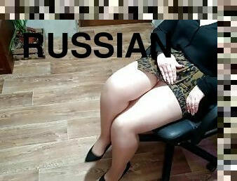 Sexy Russian MILF needs cum on pantyhose