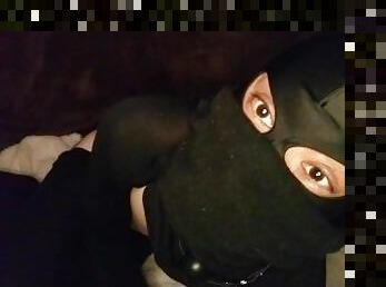 Masked male moans with anal plug and original chastity tied up 4