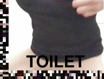 sneaked into a toilet to ride my dildo