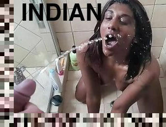 Desi slut slow motion shower piss facial