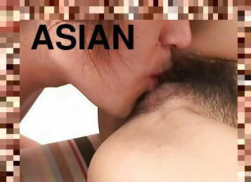 Large-eared and cute asian misato matsu is licked, oiled and dicked in her fuzzy kitty