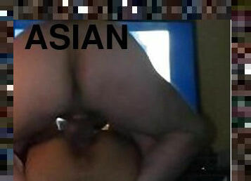 Slutty Hong Kong Asian butt fucked by German big cock bareback