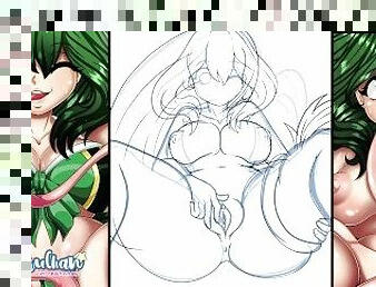 Tsuyu Boku No Hero Academia Speedpaint grandes tetas y culo Futanari Por HotaruChanART