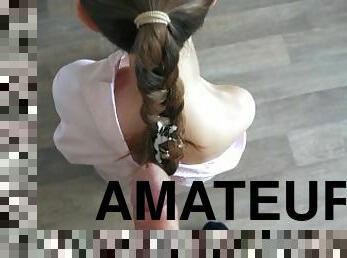 A submissive girl gets a load of sperm on a thick braid. - Nice Foxy