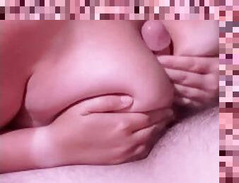 Busty DDD blonde give man his first titty fuck