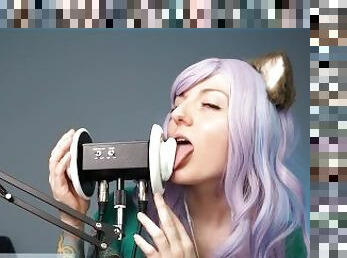 SFW ASMR - Amateur Neko Licks Your Ears Like a Pro - PASTEL ROSIE Ear Eating Kitty Twitch Streamer