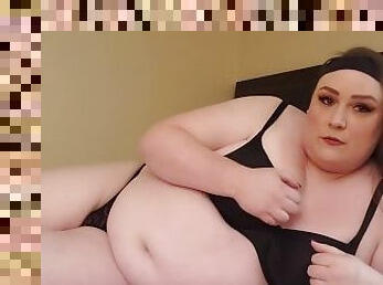 Trans BBW Meaghan Jaymes enjoying her thick body