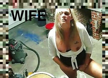 Hubby Showers and Surprises Masturbating Wife On Security Camera