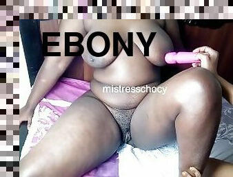 Ebony BBW Moans Loudly As Petite Chic Rubs Her Pussy
