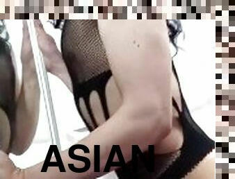 Asian ladyboy suck dildo and cumshot