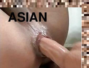 Asian Twink playing with hole in shower