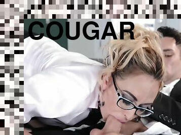 PORNSTARPLATINUM Cougar With Glasses Claudia Valentine Fucks