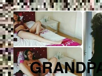 Creepy grandpa watches girl masturbating in her bedroom