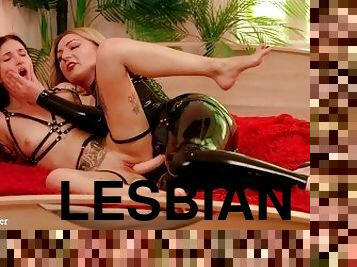 Sexxxy LESBIAN roleplay with STRAP-ON bondage LATEX dirty talk